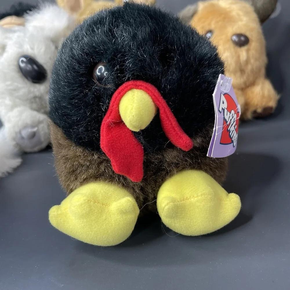 Puffkins Vintage Lot of 6 Animals Plush 1994‎ Swibco Koala Turkey Cat Dog Monkey